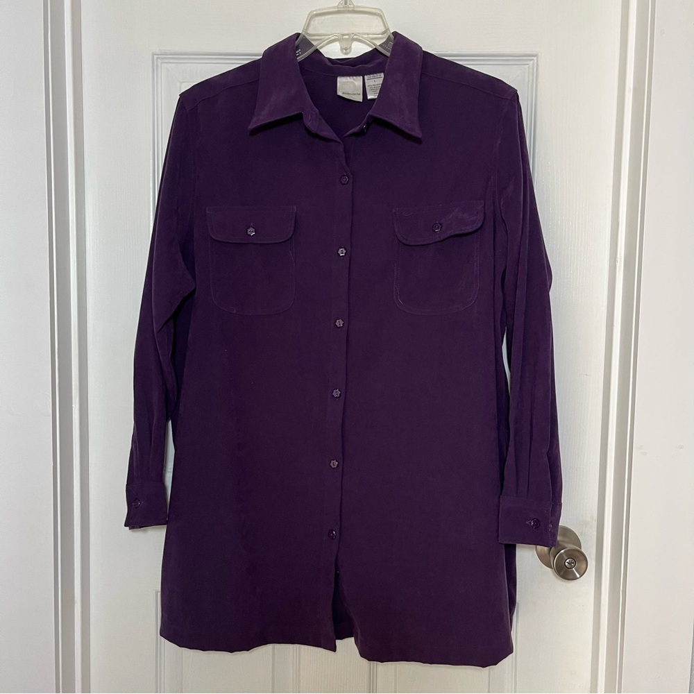 Roaman's Deep Purple Faux Suede Blouse